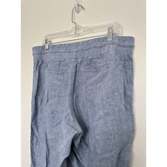 Athleta Cabo Linen Jogger Pants Tapered Drawstring Chambray Blue Women's Size 14 - Picture 5 of 8